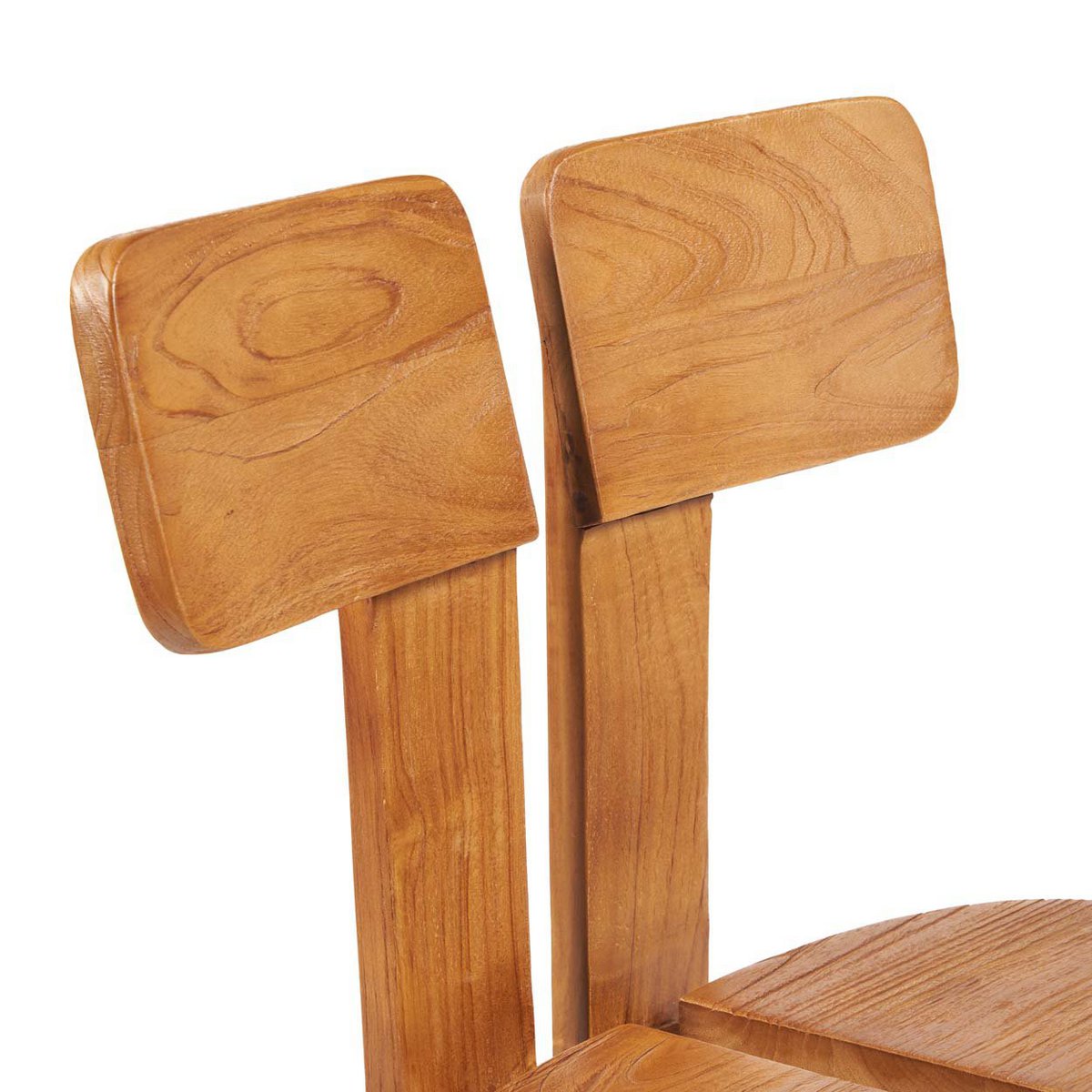 Teak-Esszimmerstuhl, natur – geteilte Rückenlehne 57 × 82 cm