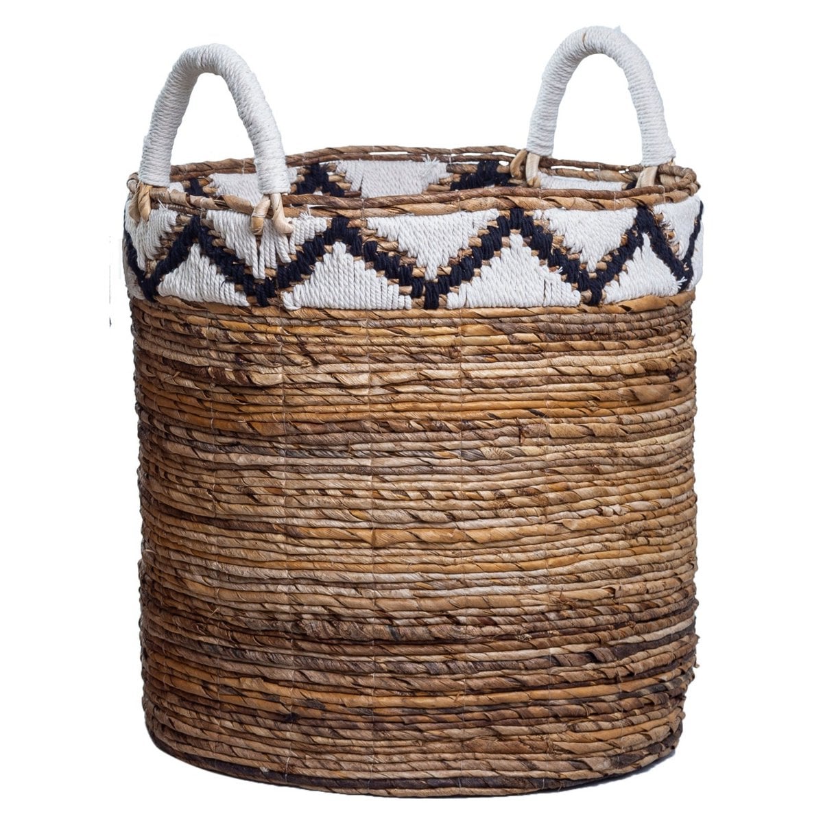 Jute- og bomuldskurv DALU M – ø35 × 40 cm