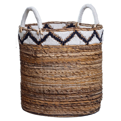 Jute- og bomuldskurv DALU M – ø35 × 40 cm