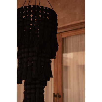 Nomad cotton chandelier, XL – black cascading strands