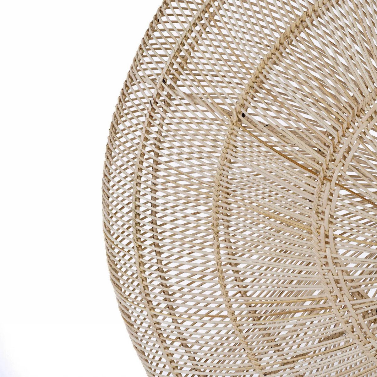 Rattan-Hängeleuchte 110 cm L – beige, geripptes Geflecht