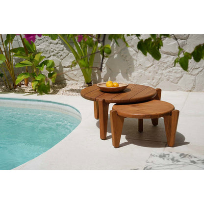 Teak-Couchtisch mit Dreifußgestell – M