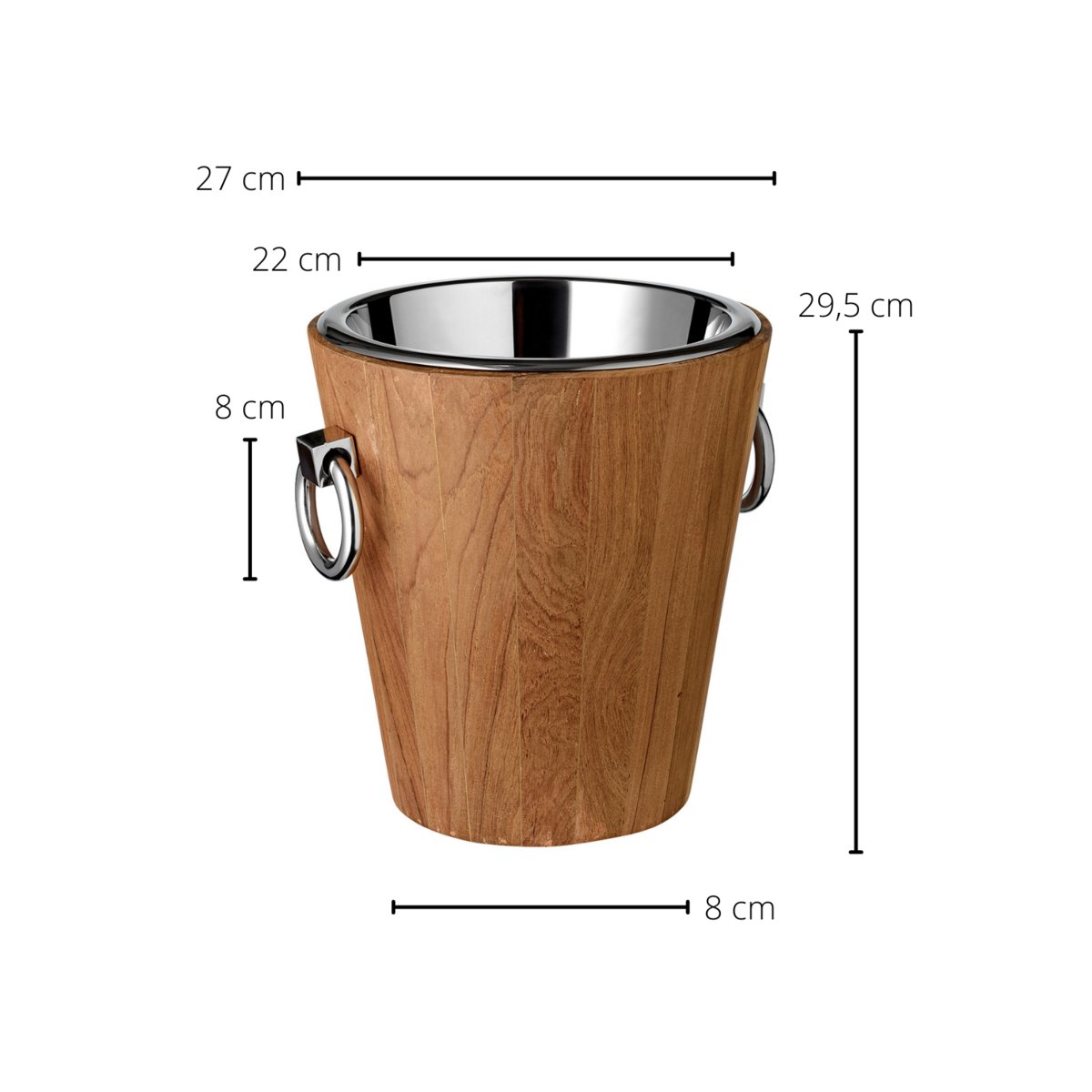 Vinkøler i genbrugsteak, St. Tropez, Ø 26 cm × 32 cm høj