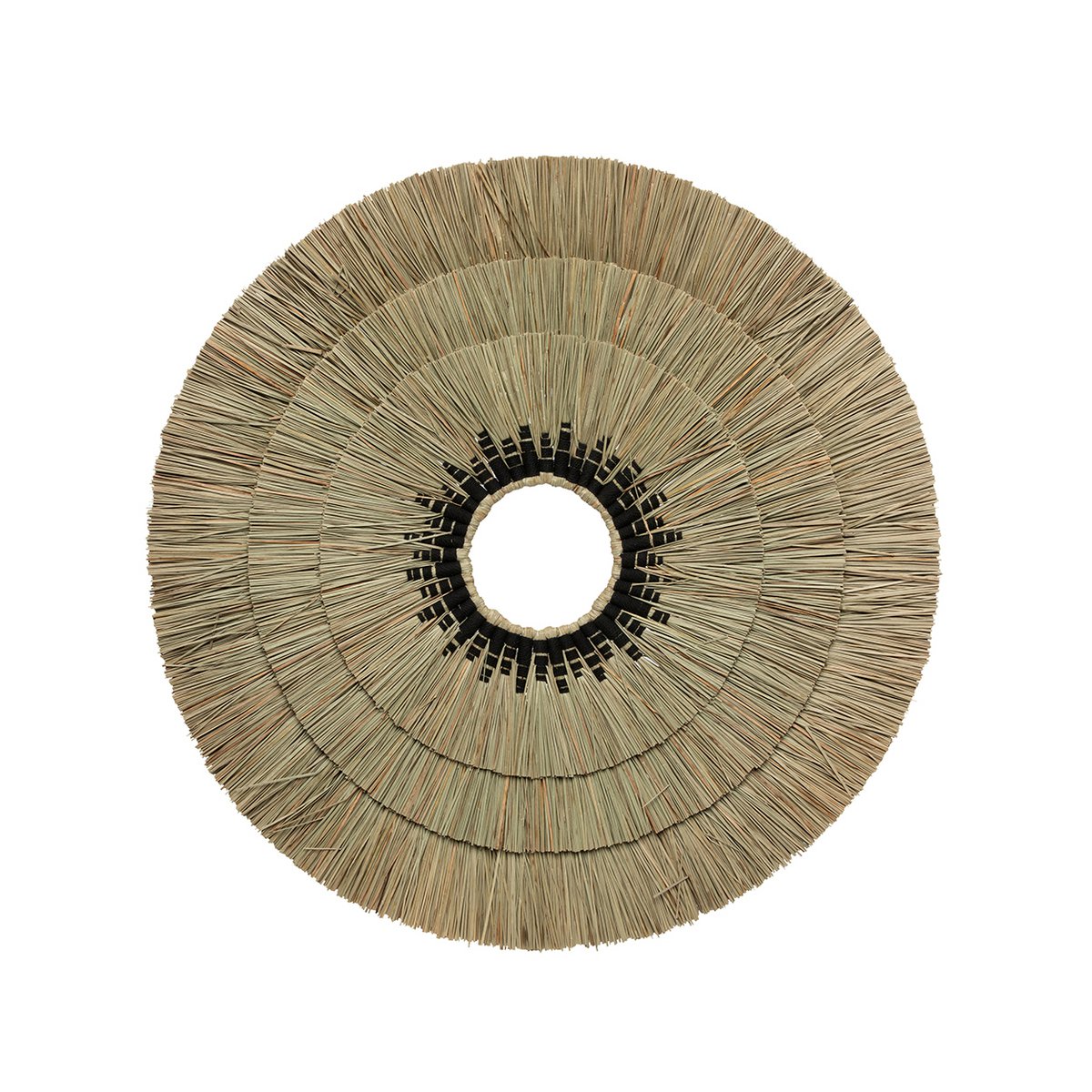 Woven grass wall circle – natural and black