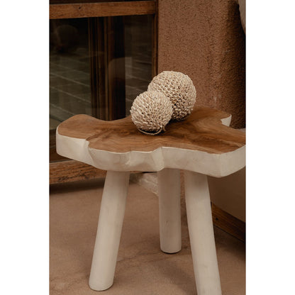 Organic wood side table 45×40 cm - natural white, Indonesia