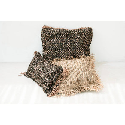 Hand-dyed cotton cushion cover 30×50 cm – black and copper