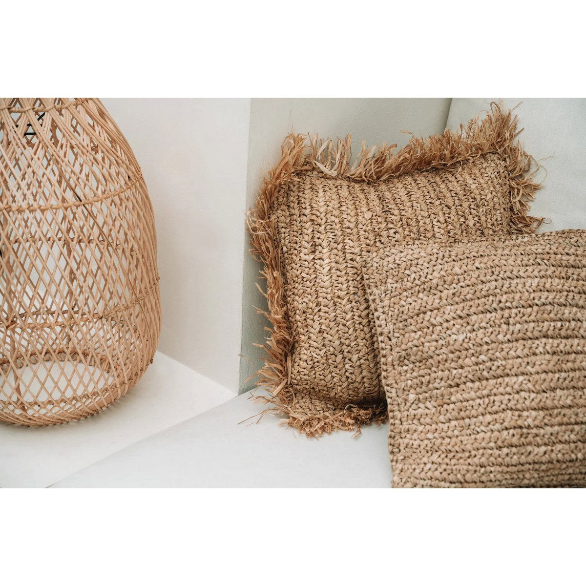 Raffia cushion cover 40×40 cm - natural, handcrafted in Indonesia
