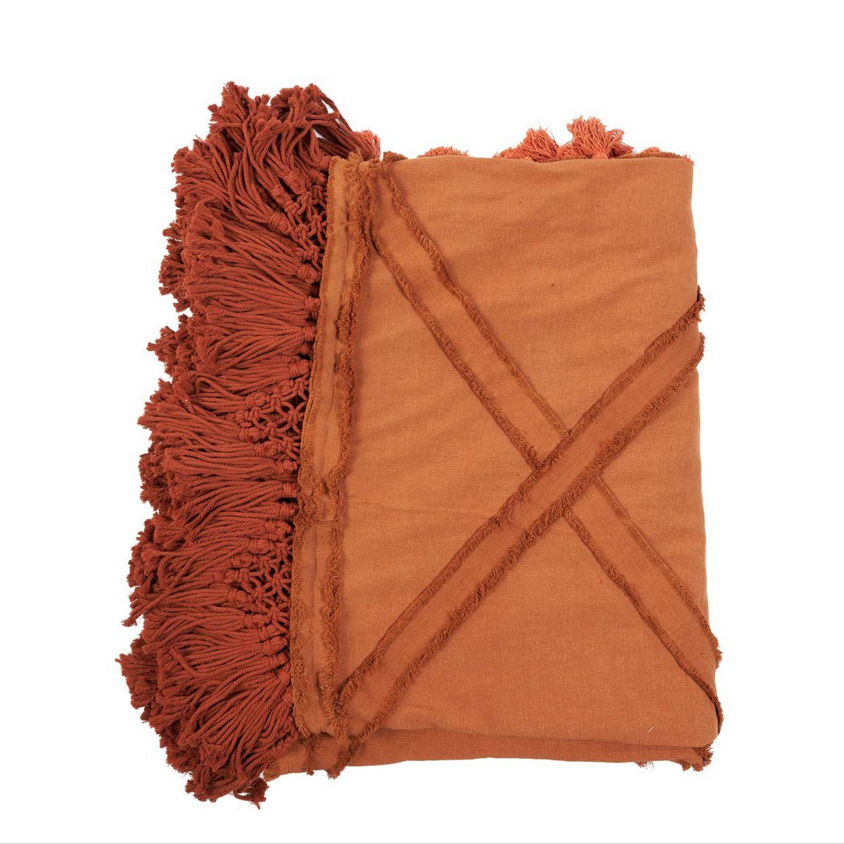 Baumwoll-Tagesdecke 300×240 cm – Terrakotta, Berbermuster