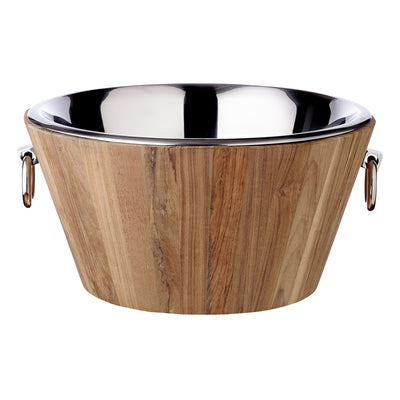 Teak and stainless steel champagne cooler Santiago, 23 cm - polished