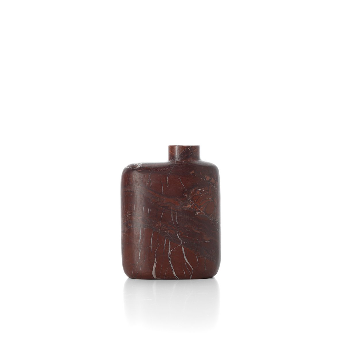 Marmorvase, weinrot, skulptural – Niedrig