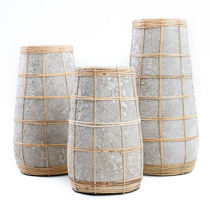 Terracottavase, 22 cm - med raffiabånd