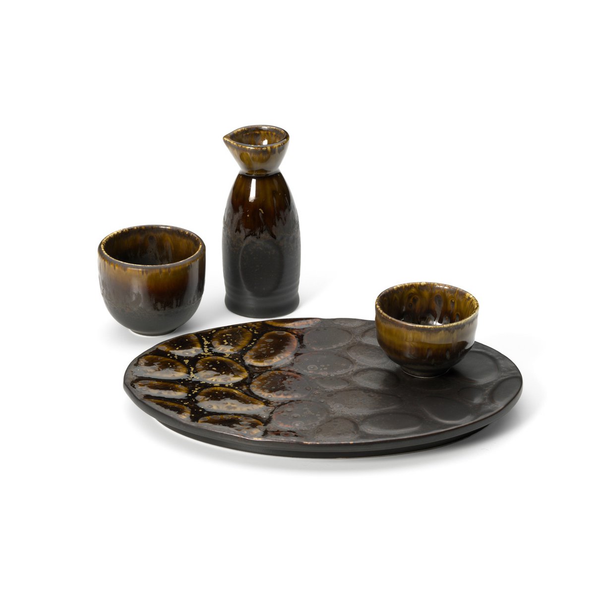 Ceramic saké pourer, brown - handmade