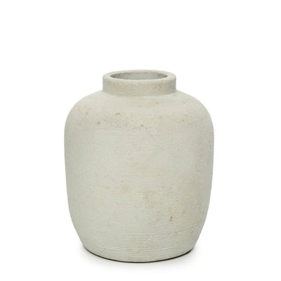 Terracotta vase, round - 22 cm, white