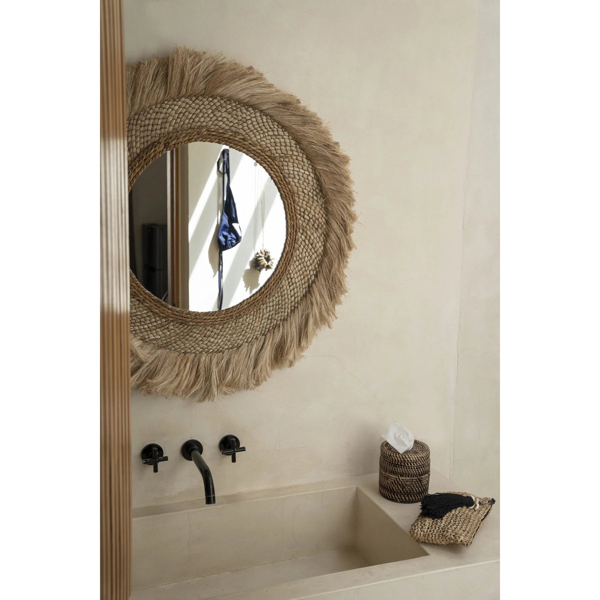 Rattan-Kosmetiktuchbox-Bezug 13 × 13 × 15 cm - natur-braun