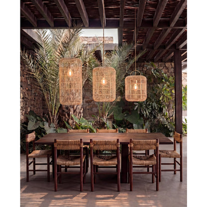Rattan Bozelo cylinder pendant light, large – 50 cm wide