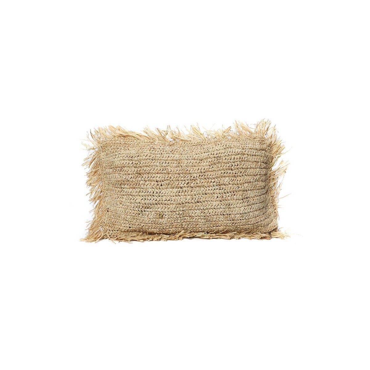 Raffiakissenbezug 30×50 cm – handgewebt, Natur-Beige