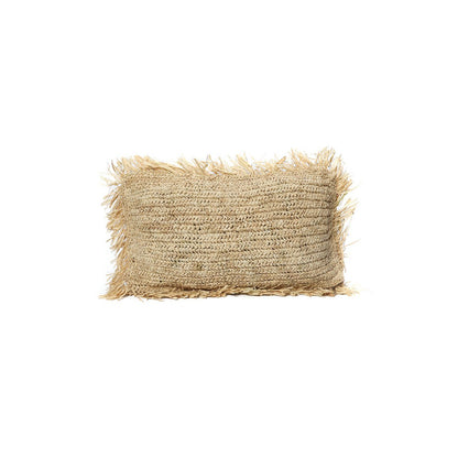 Raffiakissenbezug 30×50 cm – handgewebt, Natur-Beige