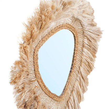 Grass-framed wall mirror, beige - large, 80 cm