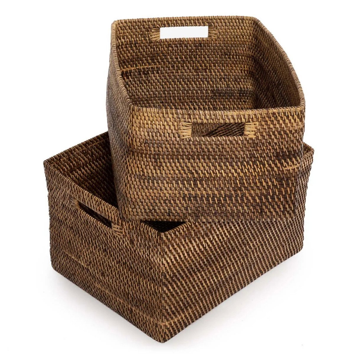 Rattan magazine basket natural brown - large