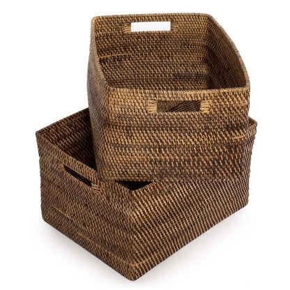 Rattan magazine basket natural brown - large