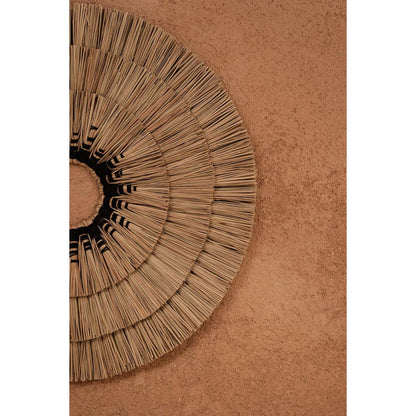 Woven grass wall circle – natural and black
