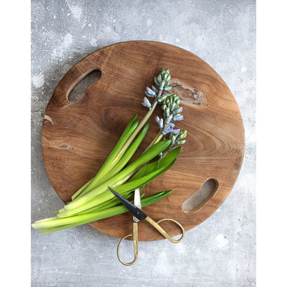 Teak wood tray with handles, large - natural