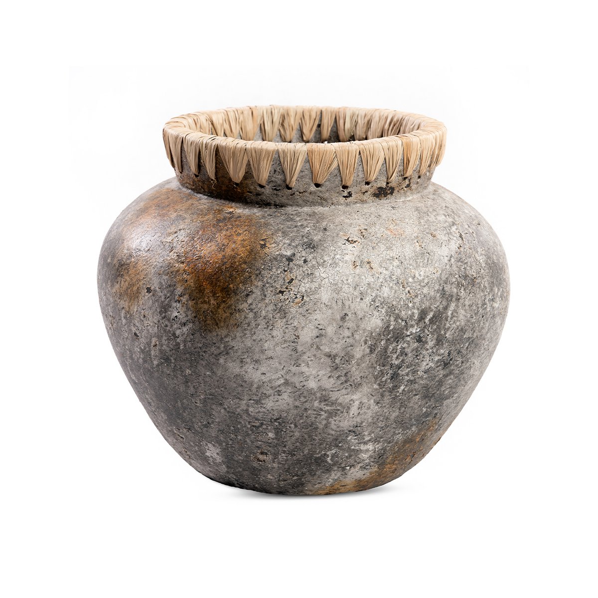 Terracotta vase in antique grey - large