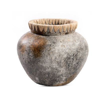 Terracotta vase in antique grey - large