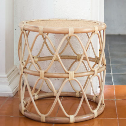 Natural rattan side table Muara beige Ø45 cm - handwoven