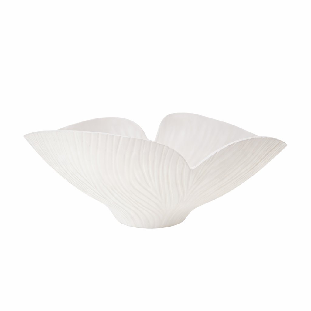 Ceramic serving bowl, beige floral matte, 41cm