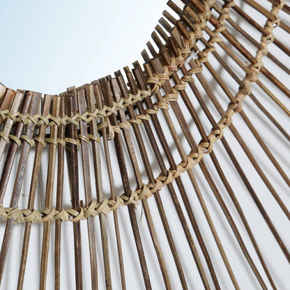 Rattan vægspejl, 80 cm – rundt, tropisk flet