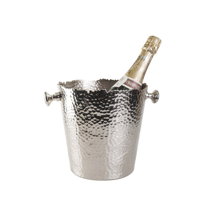 Hammered aluminum champagne bucket - silver