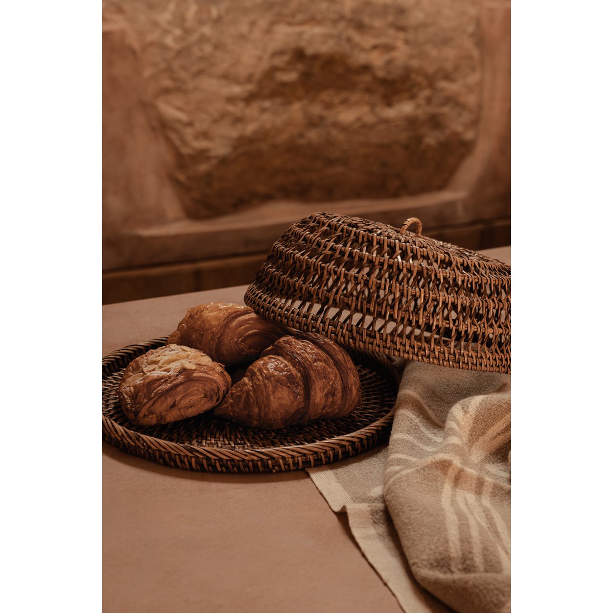 Rattan food cover, natural brown - M