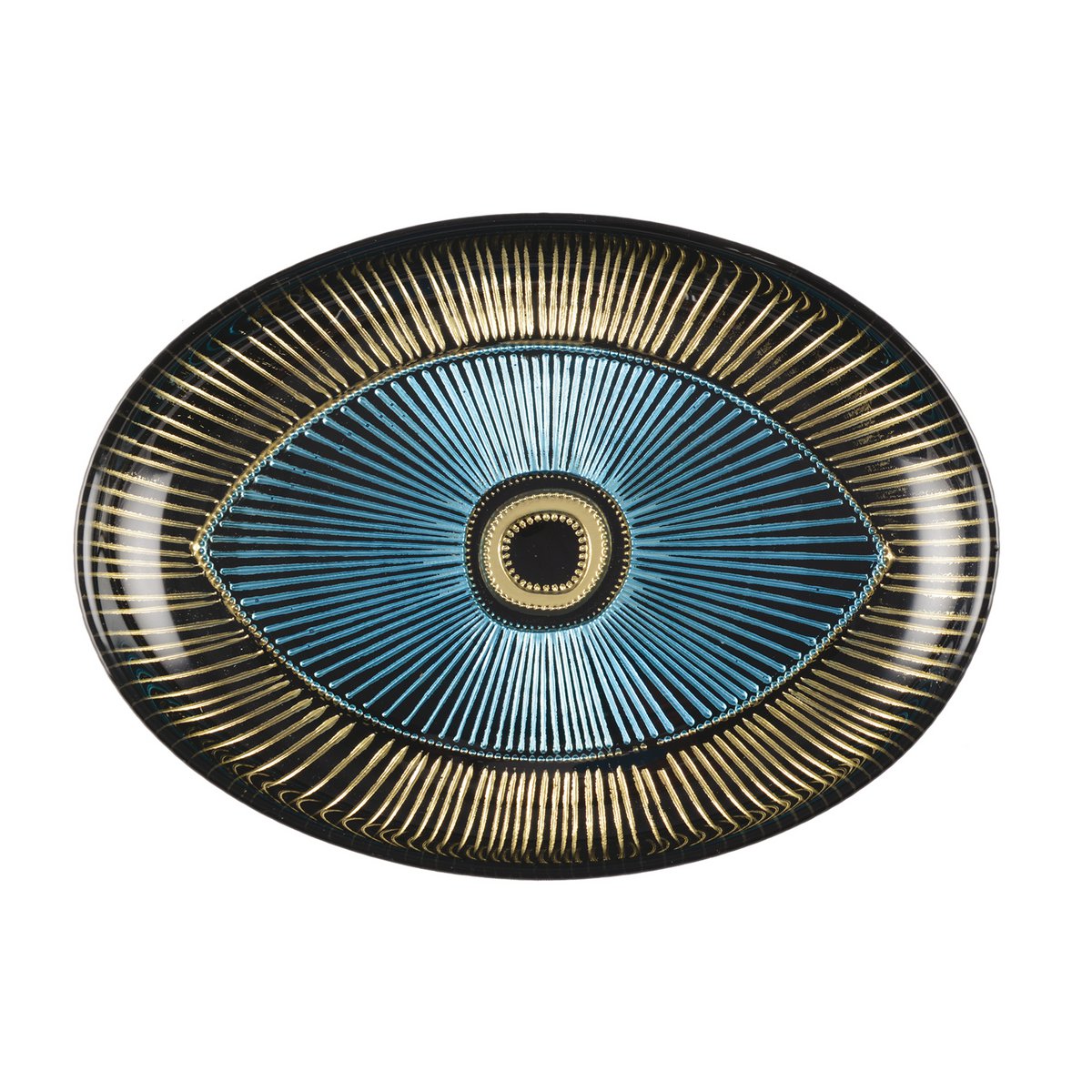 Glass oval cup with gold detail, 22×15 cm