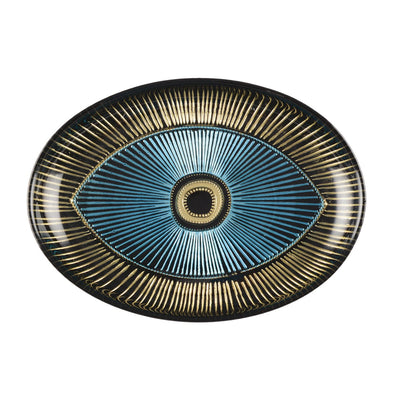 Glass oval cup with gold detail, 22×15 cm