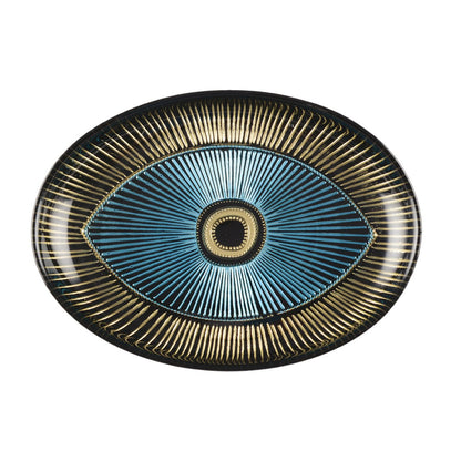 Glass oval cup with gold detail, 22×15 cm
