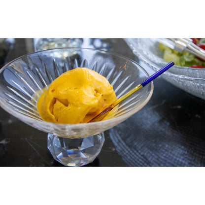 Glass dessert bowls with diamond foot, set of 4