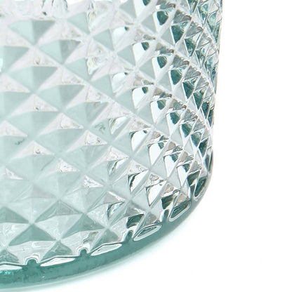 Trinkglas aus recyceltem Glas mit Diamantschliff, blau, mittel