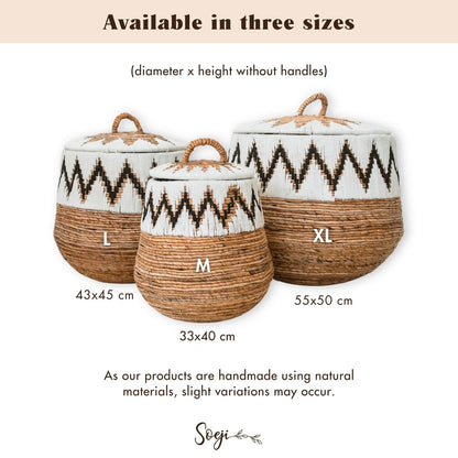 Lidded jute laundry basket L – Ø43 × 45 cm