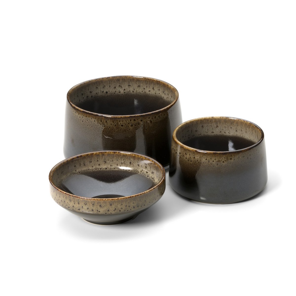 Ceramic low bowl 14 cm - dark brown mud glaze