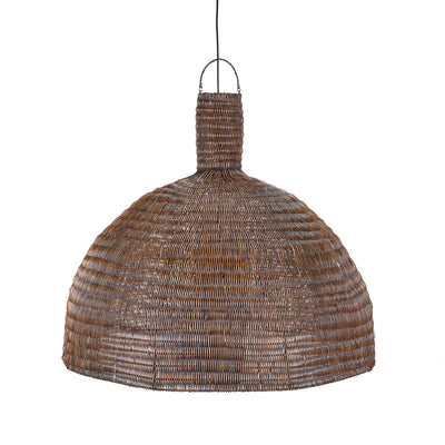 Pendelleuchte Dome, XL – dunkles Walnuss-Rattan