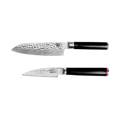 Steel knife set, paring + santoku - handmade
