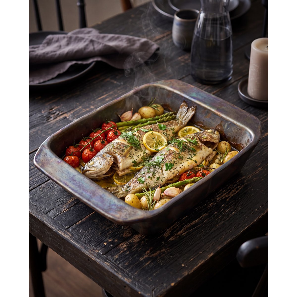 Black terracotta oven tray 37×28 cm - oven-safe