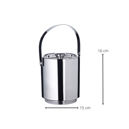 Edelstahl-Eiseimer, 15 cm mit Deckel, Sieb & Zange – 8 Stunden isoliert
