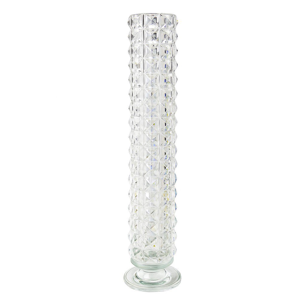 Slebet krystalvase 10 × 10 × 39 cm - hvid