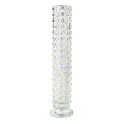 Cut-glass crystal vase 10 × 10 × 39 cm - white
