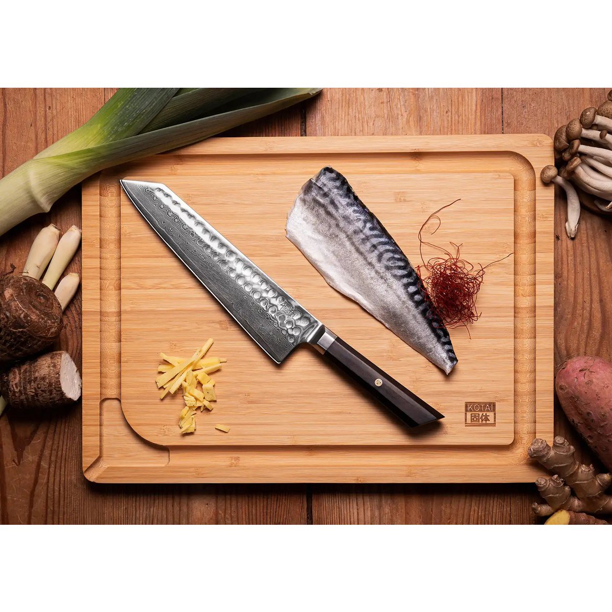 Damascus steel kiritsuke knife 210 mm - Bunka collection