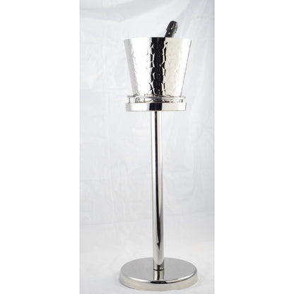 Black metal and glass champagne cooler on stand 23×23×80 cm