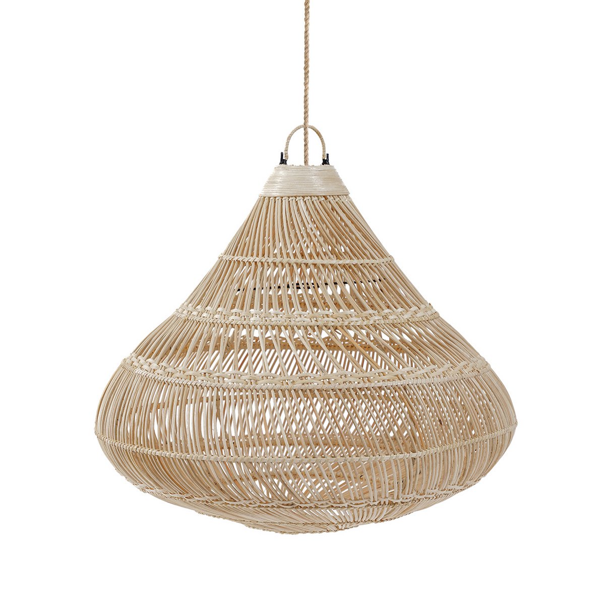 Rattan pendellampe 55 cm – dråbeformet, beige