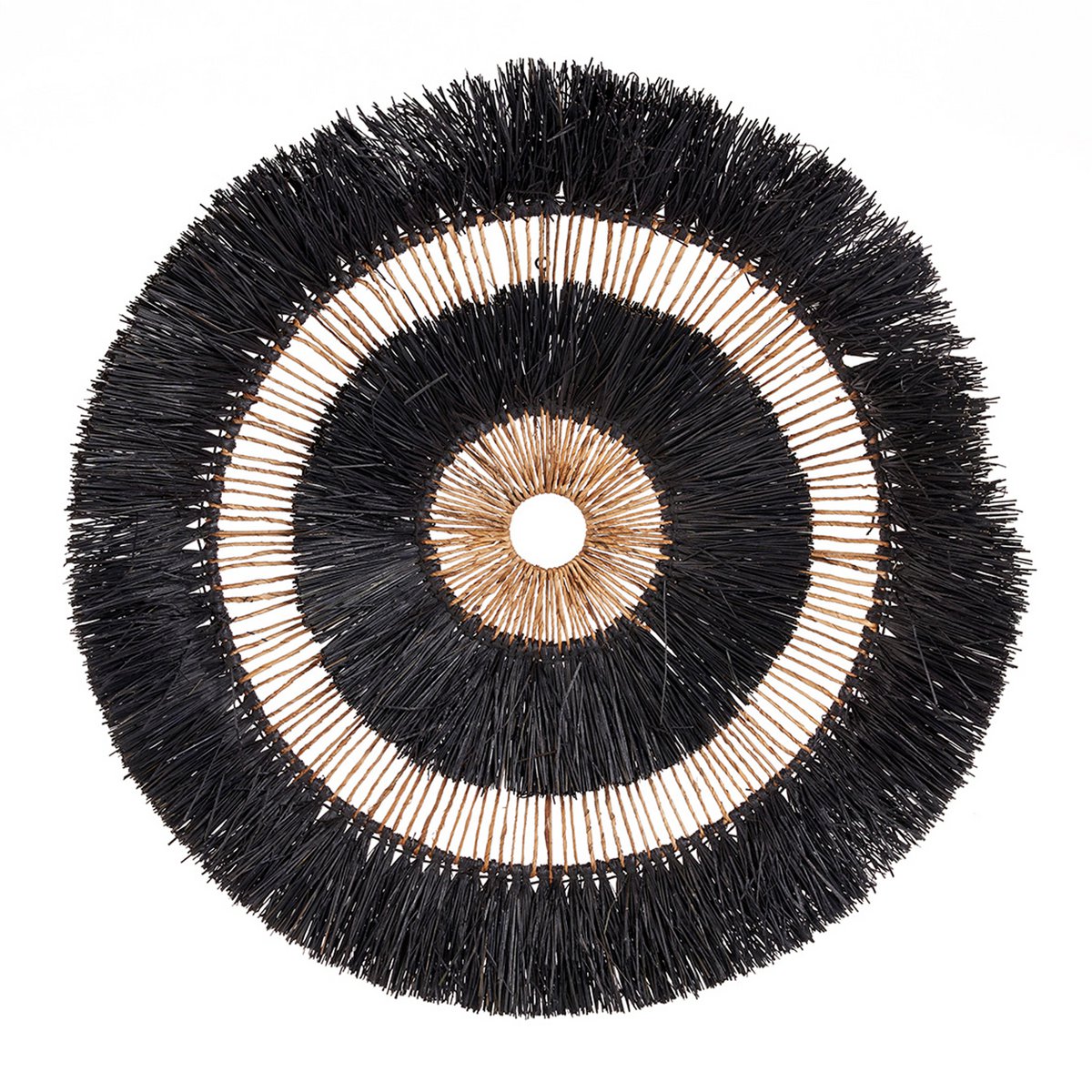 Runde Wanddeko aus Palmenblatt, schwarz - 110 cm